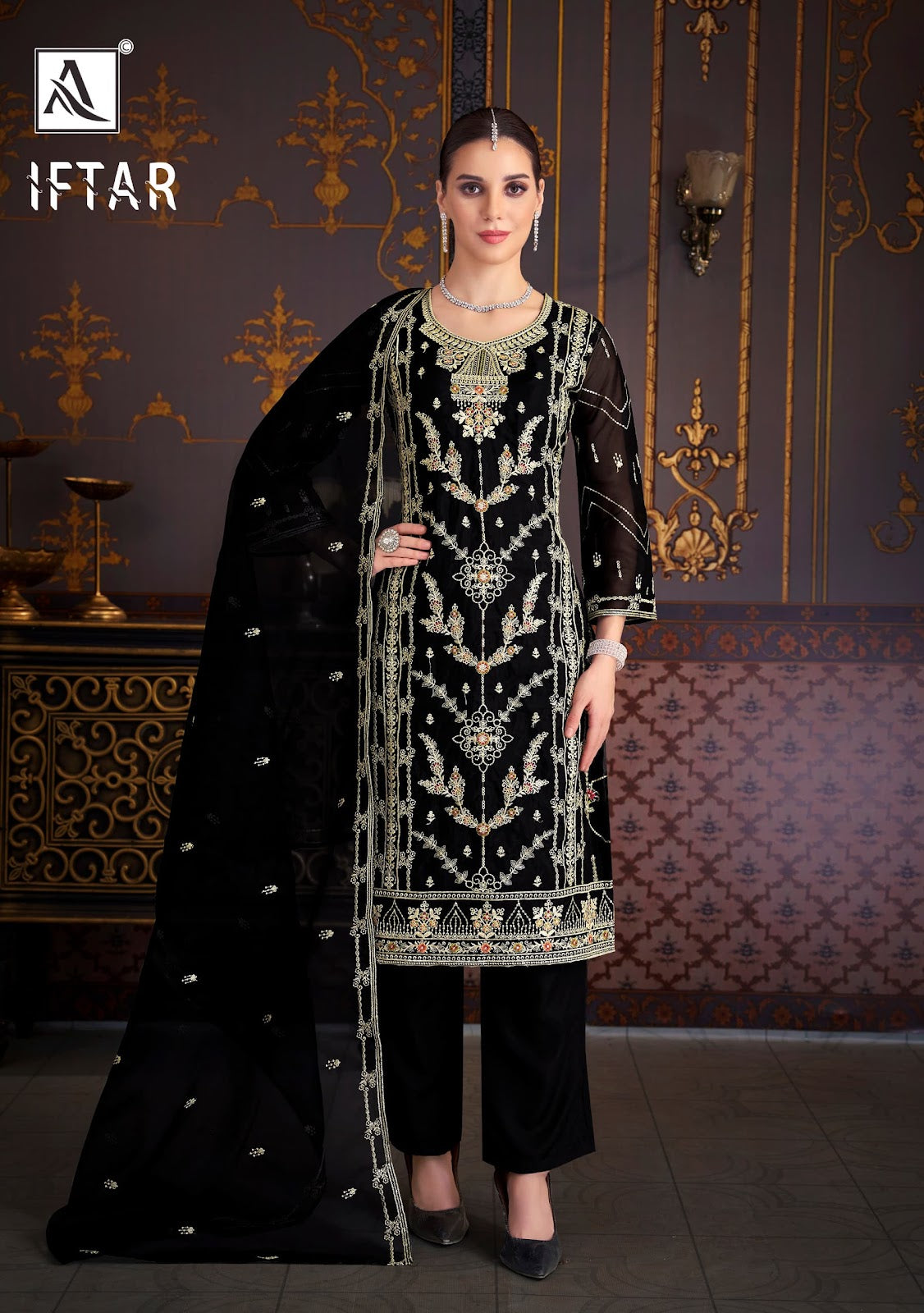 Iftar Alok Organza Karachi Salwar Suits Manufacturer Gujarat
