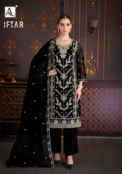 Iftar Alok Organza Karachi Salwar Suits Manufacturer Gujarat