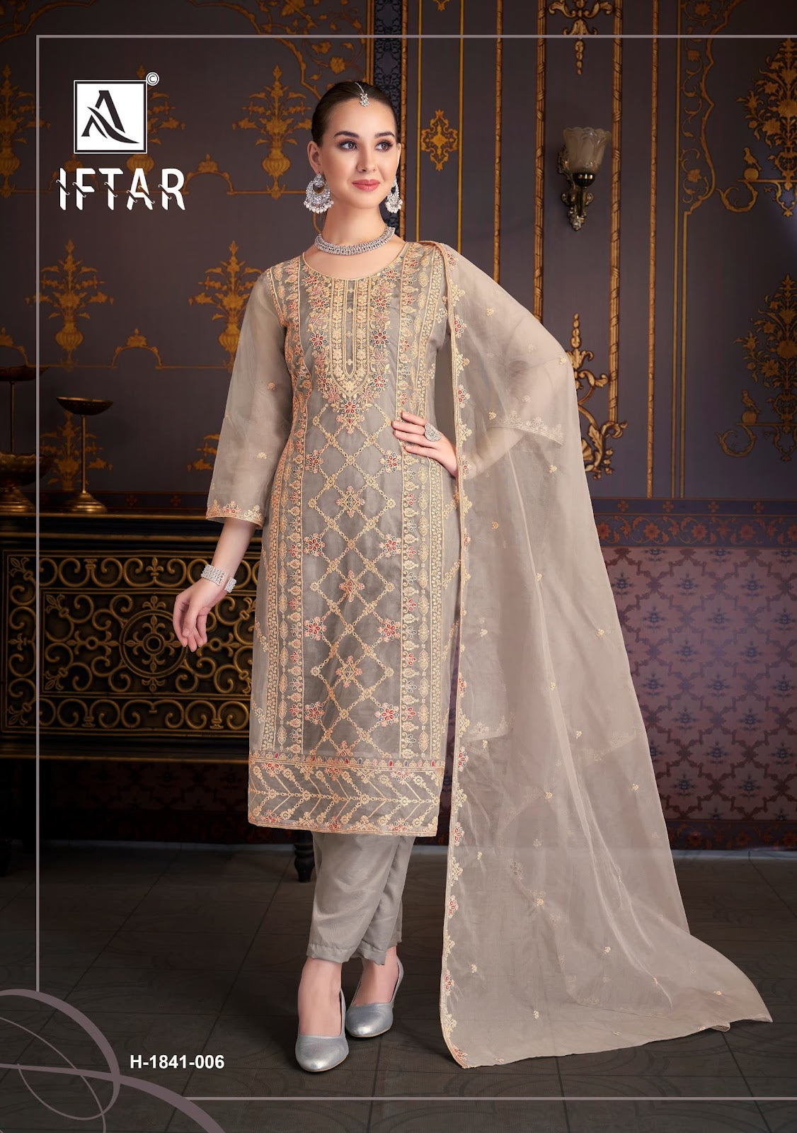 Iftar Alok Organza Karachi Salwar Suits Manufacturer Gujarat