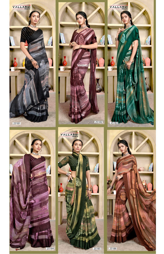 Ihana Vallabhi Prints Georgette Sarees Manufacturer India