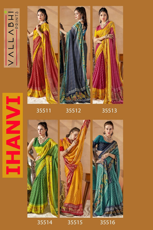Ihanvi Vallabhi Prints Chiffon Sarees Wholesale Rate