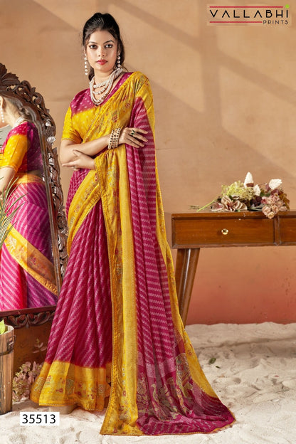 Ihanvi Vallabhi Prints Chiffon Sarees Wholesale Rate