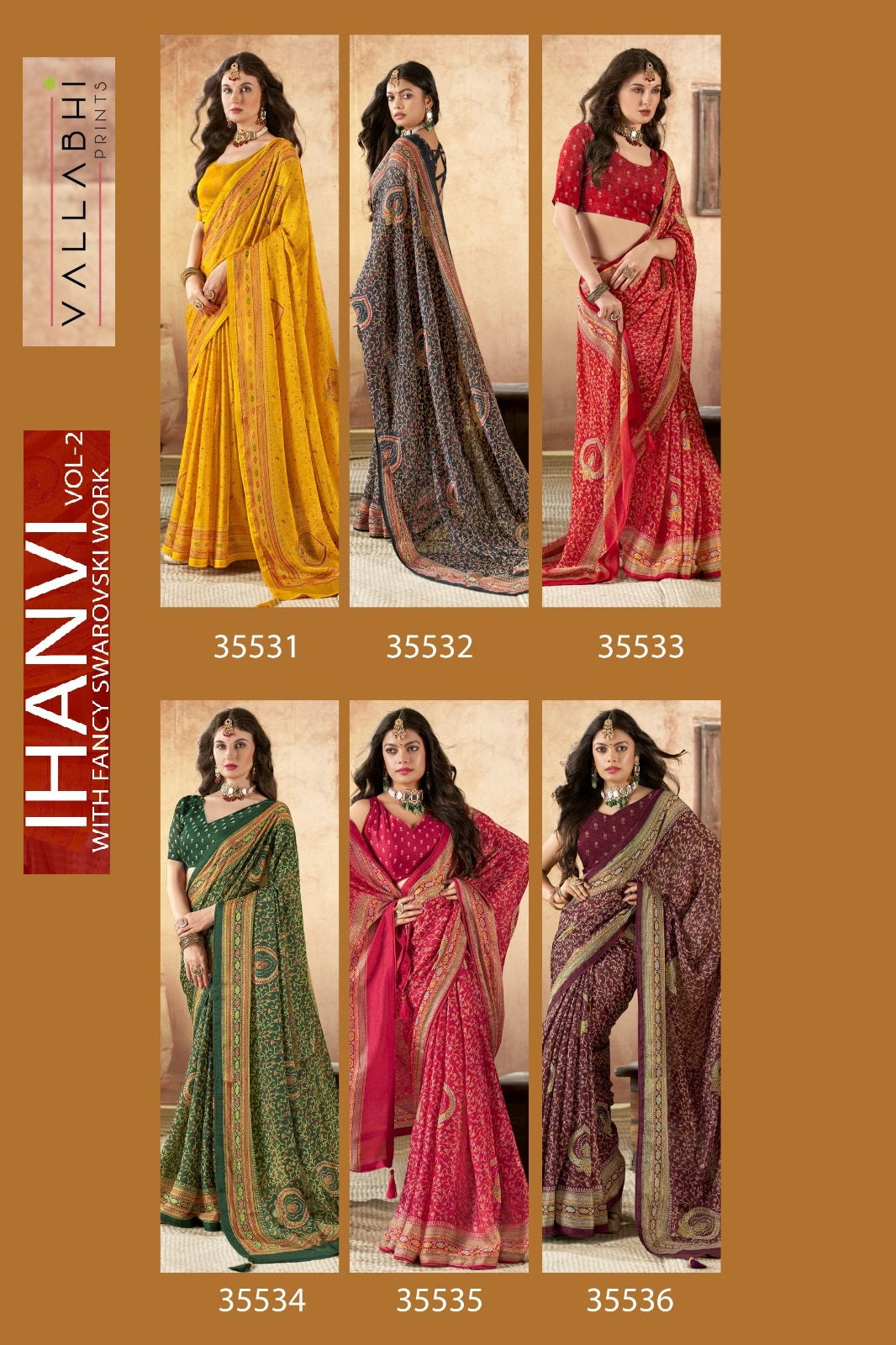 Ihanvi Vol 2 Vallabhi Prints Chiffon Sarees Wholesale
