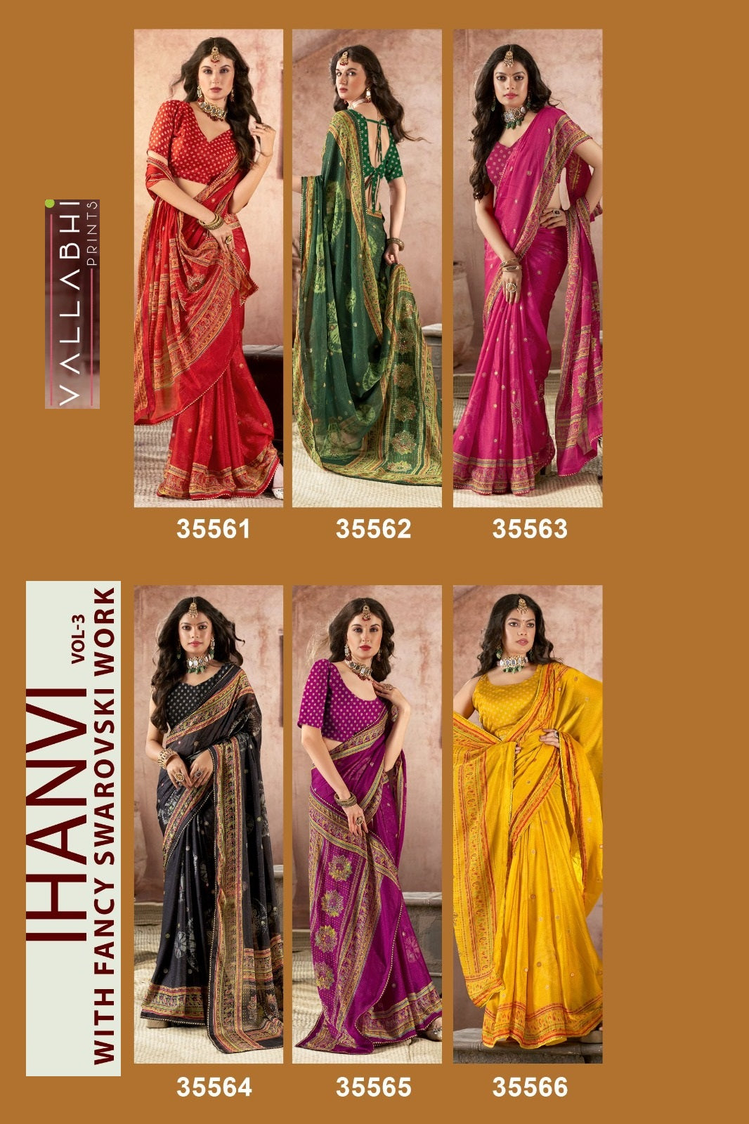 Ihanvi Vol 3 Vallabhi Prints Chiffon Sarees Supplier Gujarat