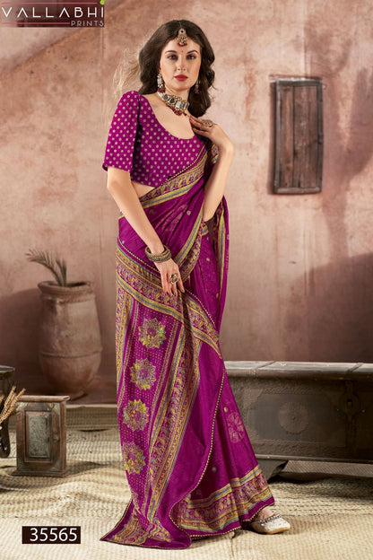 Ihanvi Vol 3 Vallabhi Prints Chiffon Sarees Supplier Gujarat