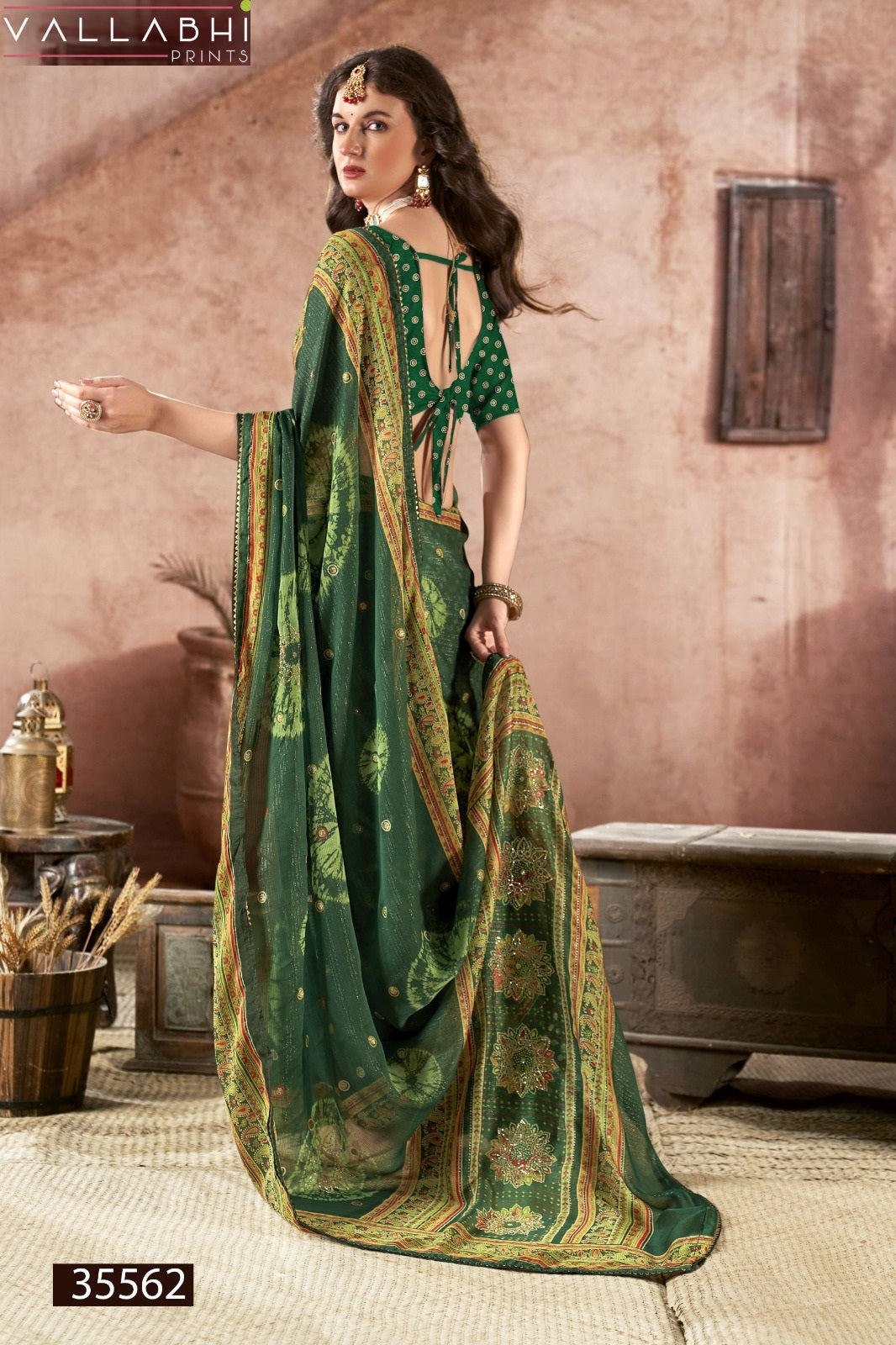 Ihanvi Vol 3 Vallabhi Prints Chiffon Sarees Supplier Gujarat