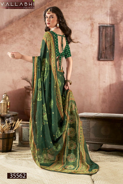 Ihanvi Vol 3 Vallabhi Prints Chiffon Sarees Supplier Gujarat
