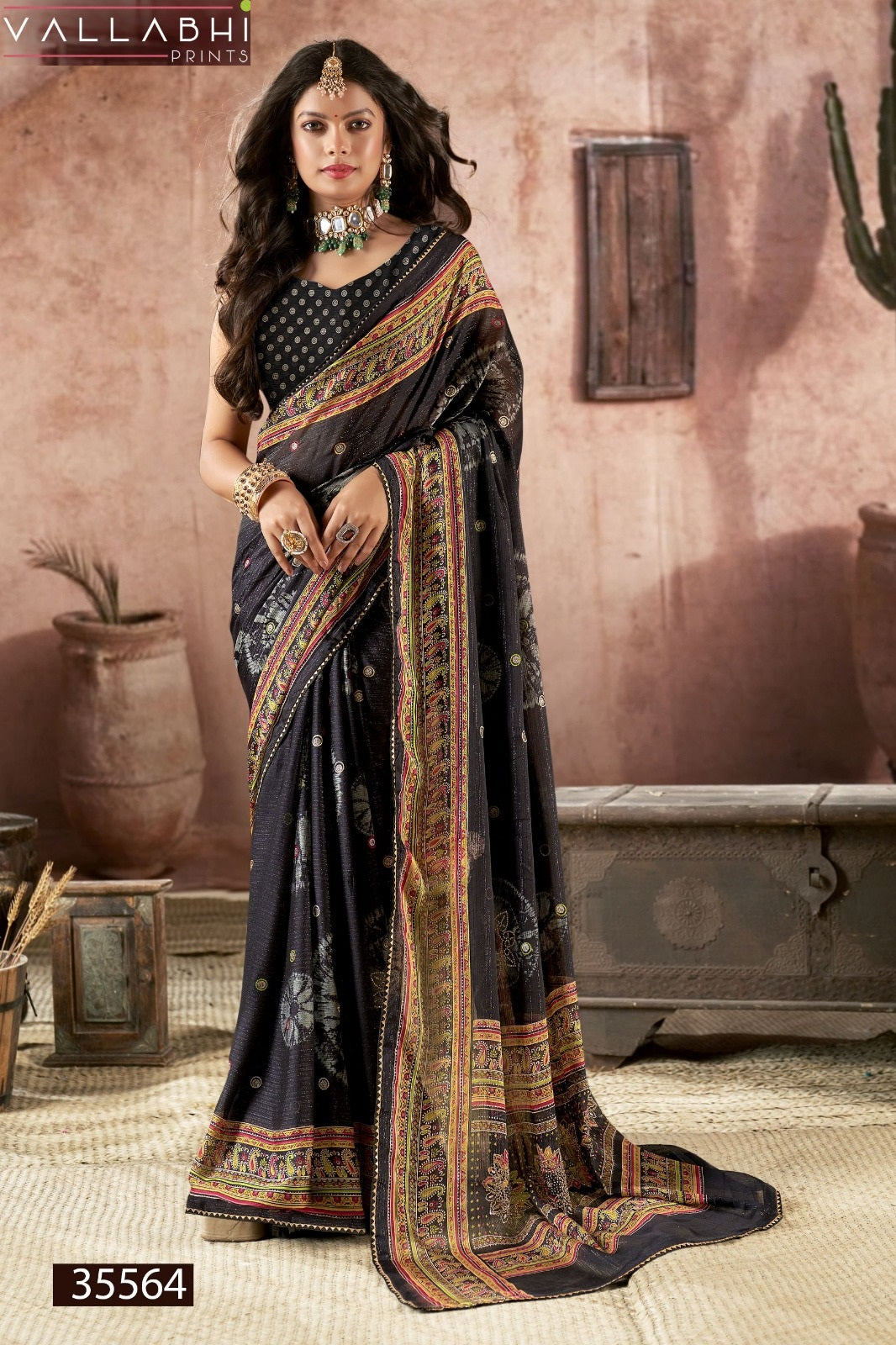 Ihanvi Vol 3 Vallabhi Prints Chiffon Sarees Supplier Gujarat