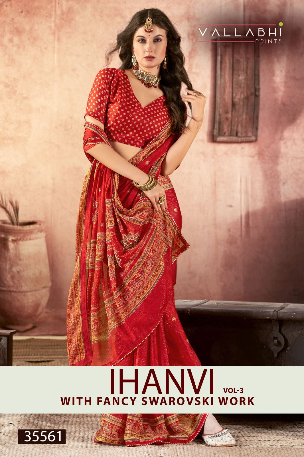 Ihanvi Vol 3 Vallabhi Prints Chiffon Sarees Supplier Gujarat