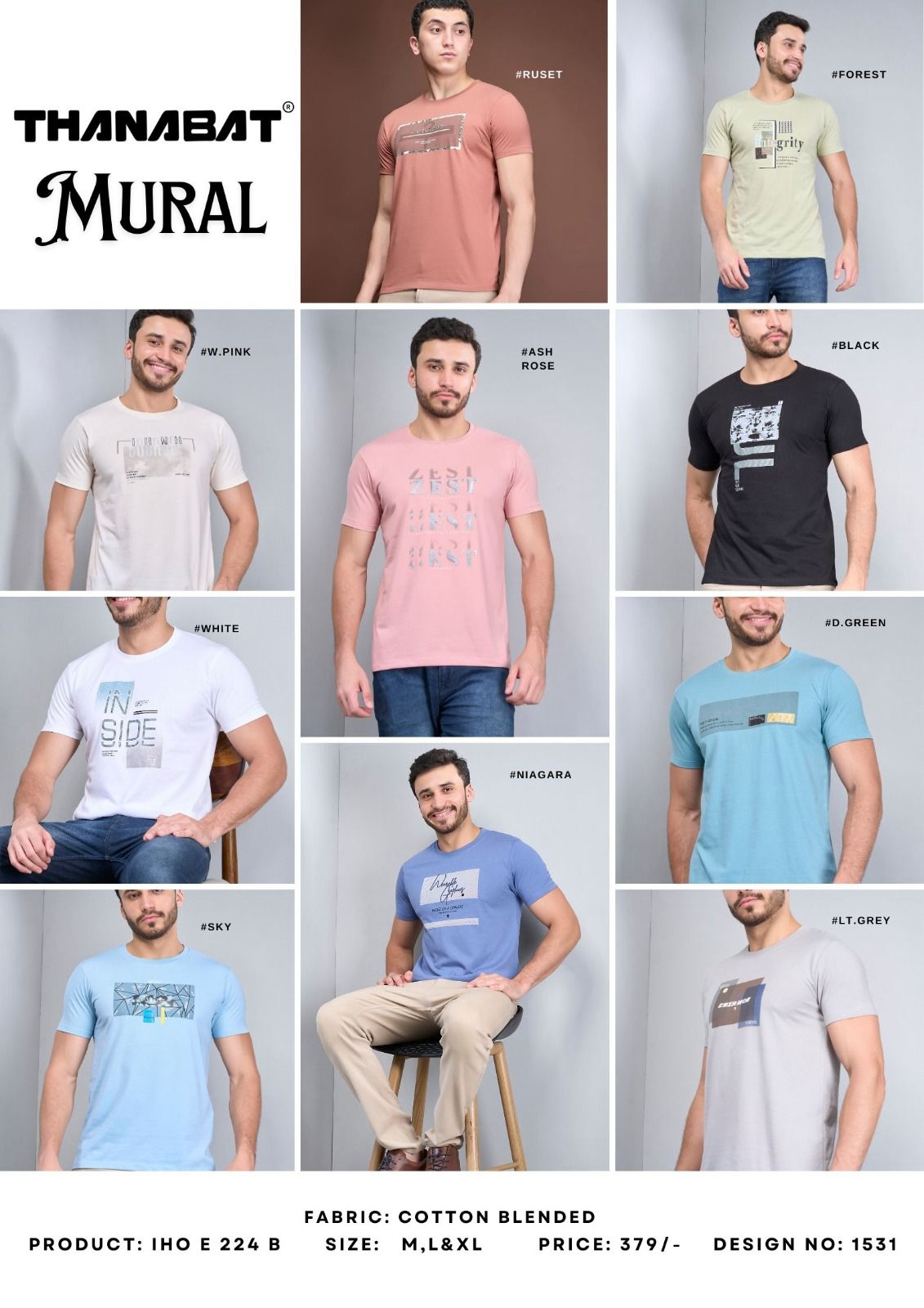 Iho E 224 - B Thanabat Cotton Mens Tshirts Wholesale Price