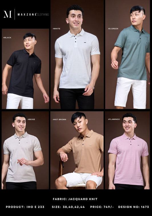 Iho E 233 Maxzone Clothing Jacquard Knit Mens Tshirts Supplier Ahmedabad