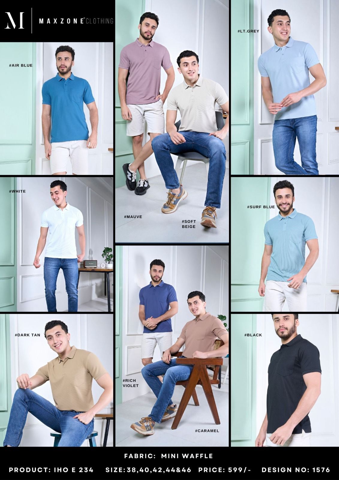 Iho E 234 Maxzone Clothing Waffle Mens Tshirts Exporter Ahmedabad
