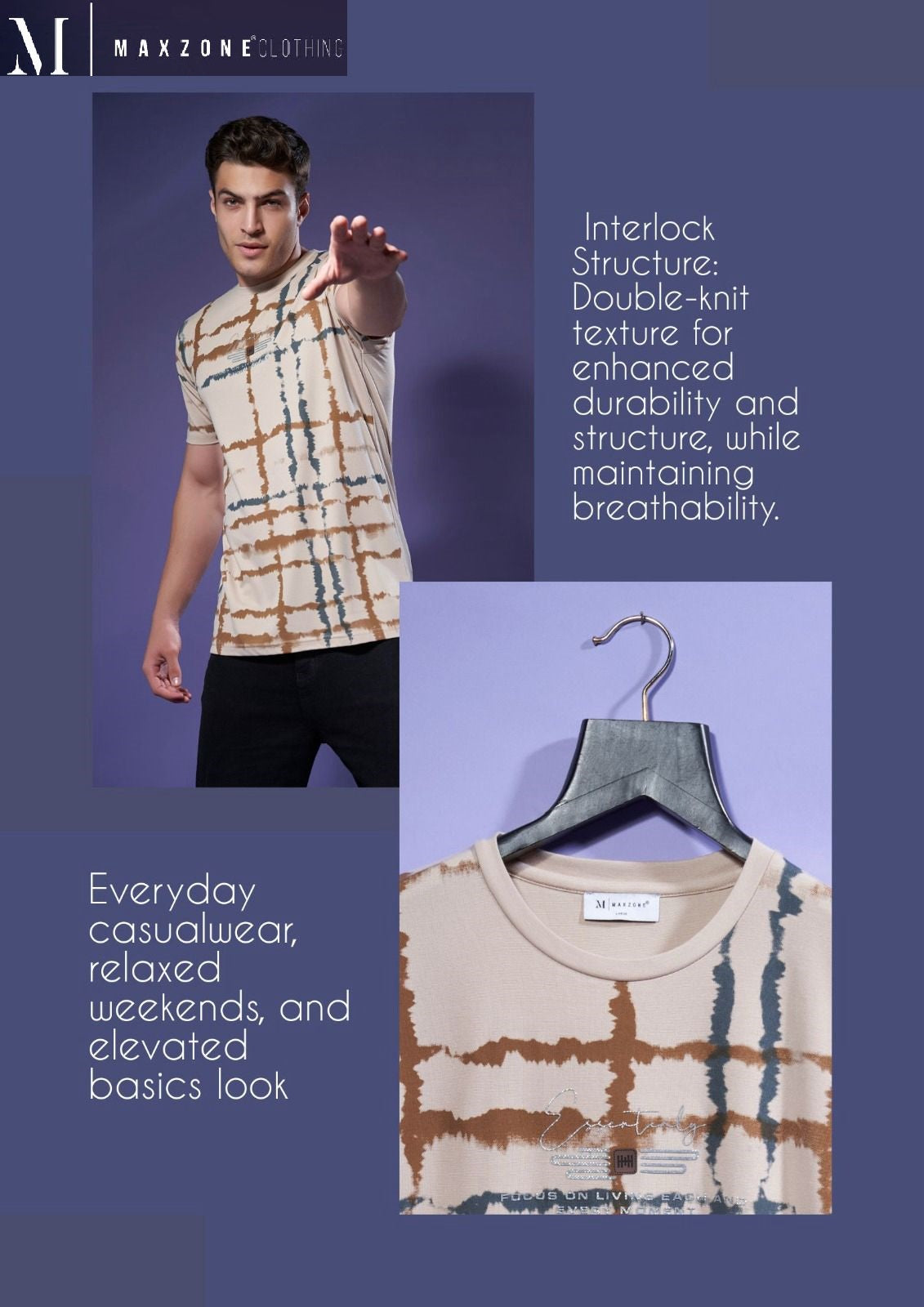 Iho F256 A Design 2244 Maxzone Clothing Tencil Lycra Mens Tshirts Exporter India
