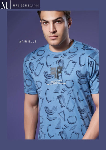 Iho F256 A Design 2244 Maxzone Clothing Tencil Lycra Mens Tshirts Exporter India