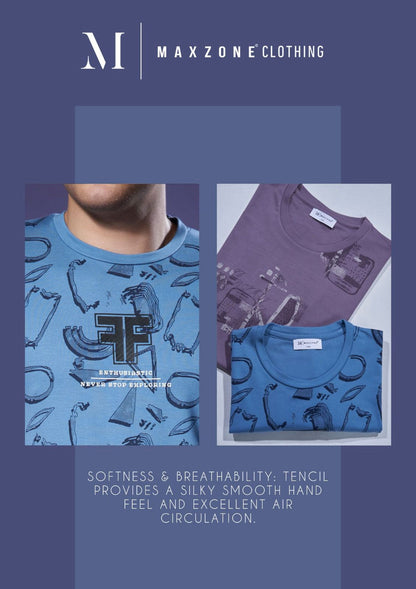 Iho F256 A Design 2244 Maxzone Clothing Tencil Lycra Mens Tshirts Exporter India