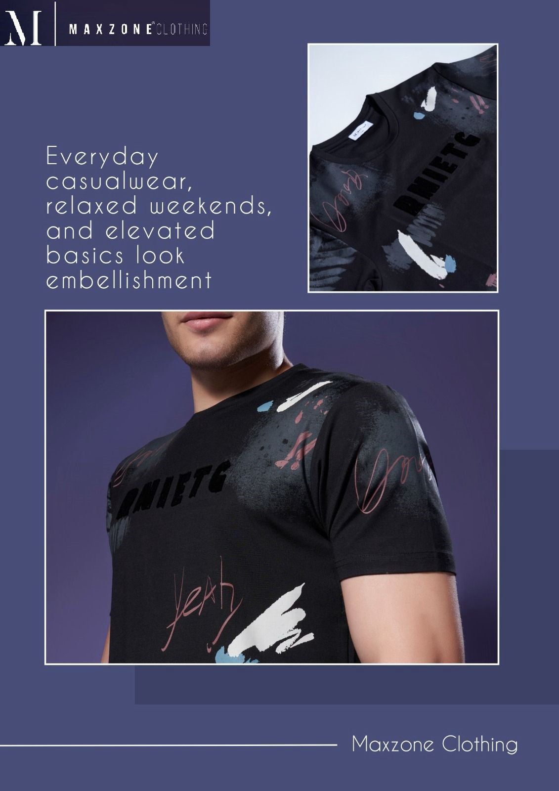 Iho F256 A Design 2244 Maxzone Clothing Tencil Lycra Mens Tshirts Exporter India