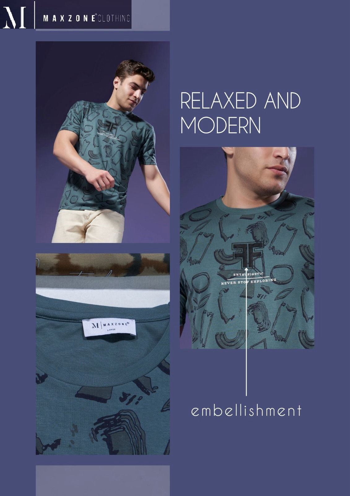 Iho F256 A Design 2244 Maxzone Clothing Tencil Lycra Mens Tshirts Exporter India