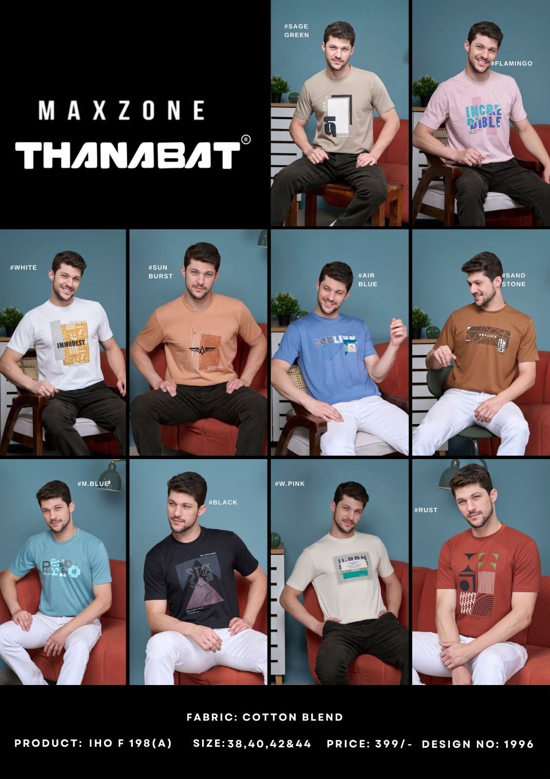 Iho F 198 (A) Maxzone Clothing Cotton Mens Tshirts Supplier