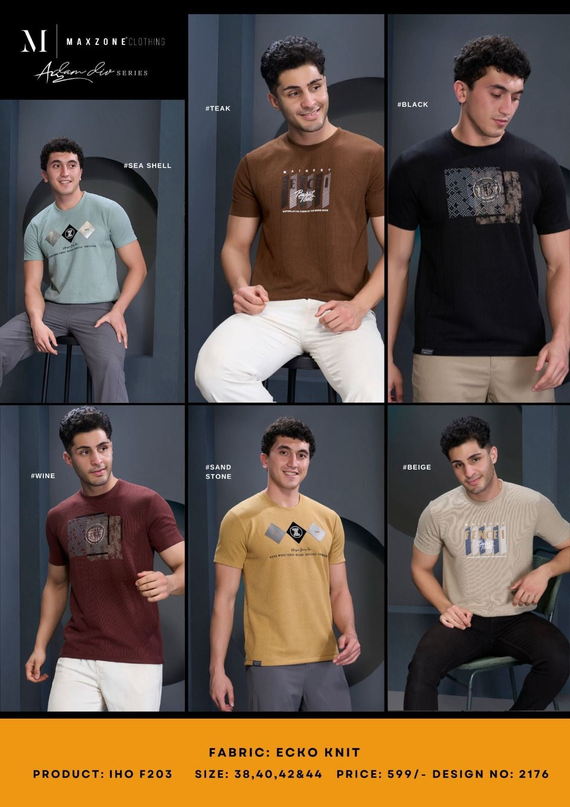 Iho F 203 Maxzone Clothing Knit Mens Tshirts Wholesale Rate