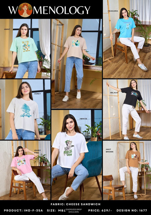 Iho F 35-A Womenology Cheeze Women Oversized Tshirt Exporter Gujarat