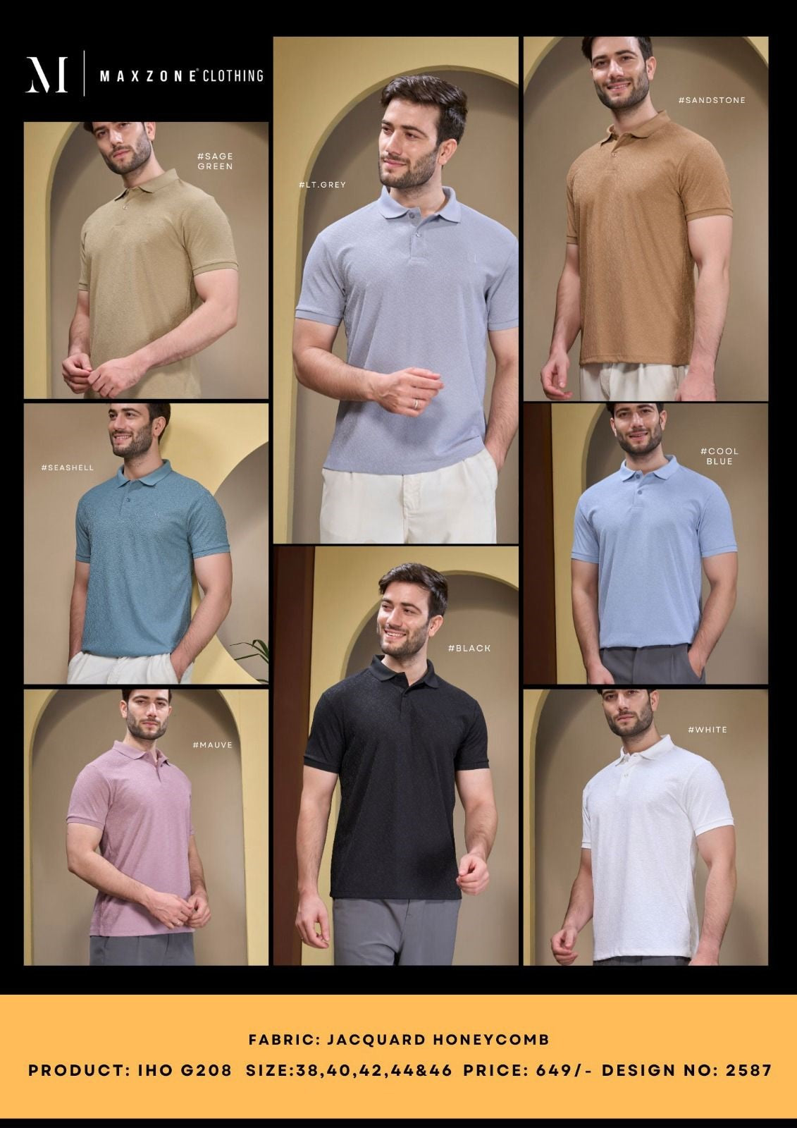 Iho G208 Dn 2587 Maxzone Clothing Honey Comb Mens Tshirts Supplier