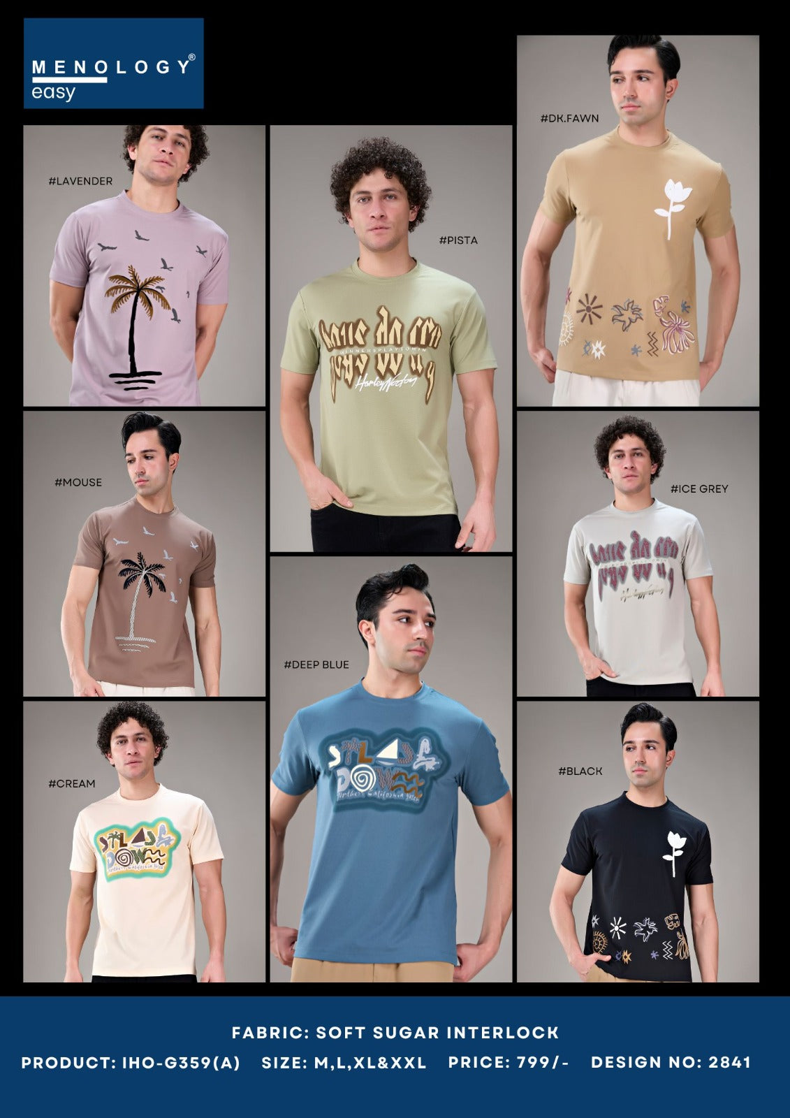 Iho G359 (A) 2841 Menology Interlock Mens Tshirts Supplier