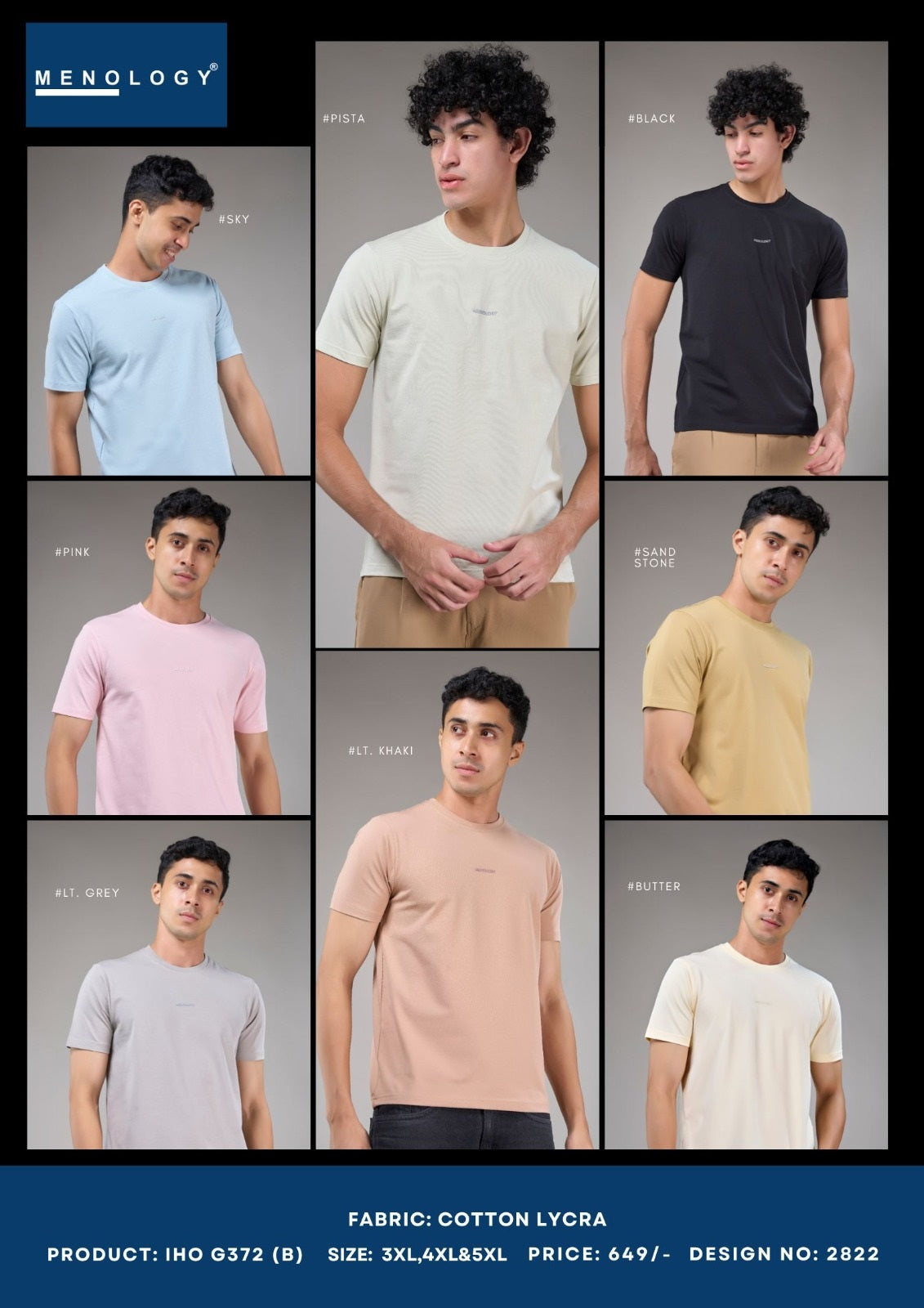 Iho G372 B Dn 2822 Menology Cotton Lycra Mens Tshirts Wholesaler Ahmedabad