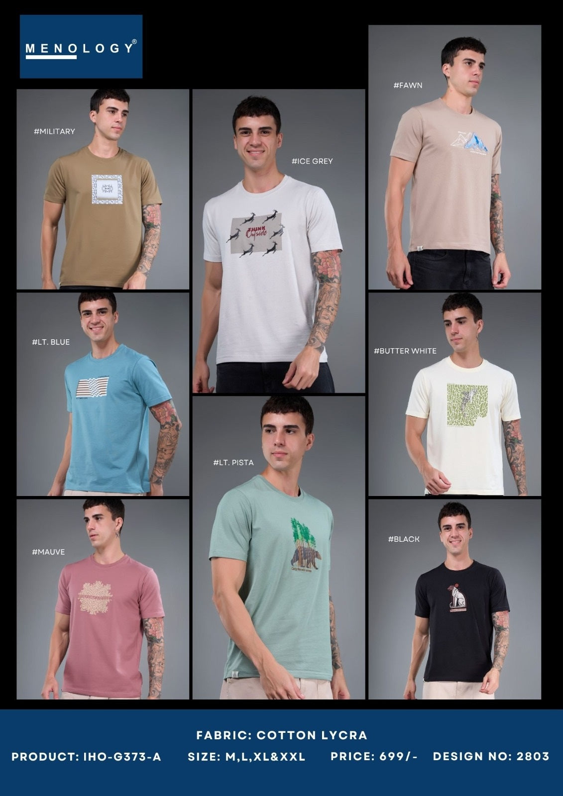 Iho G373 A Dn 2803 Menology Cotton Lycra Mens Tshirts Supplier India