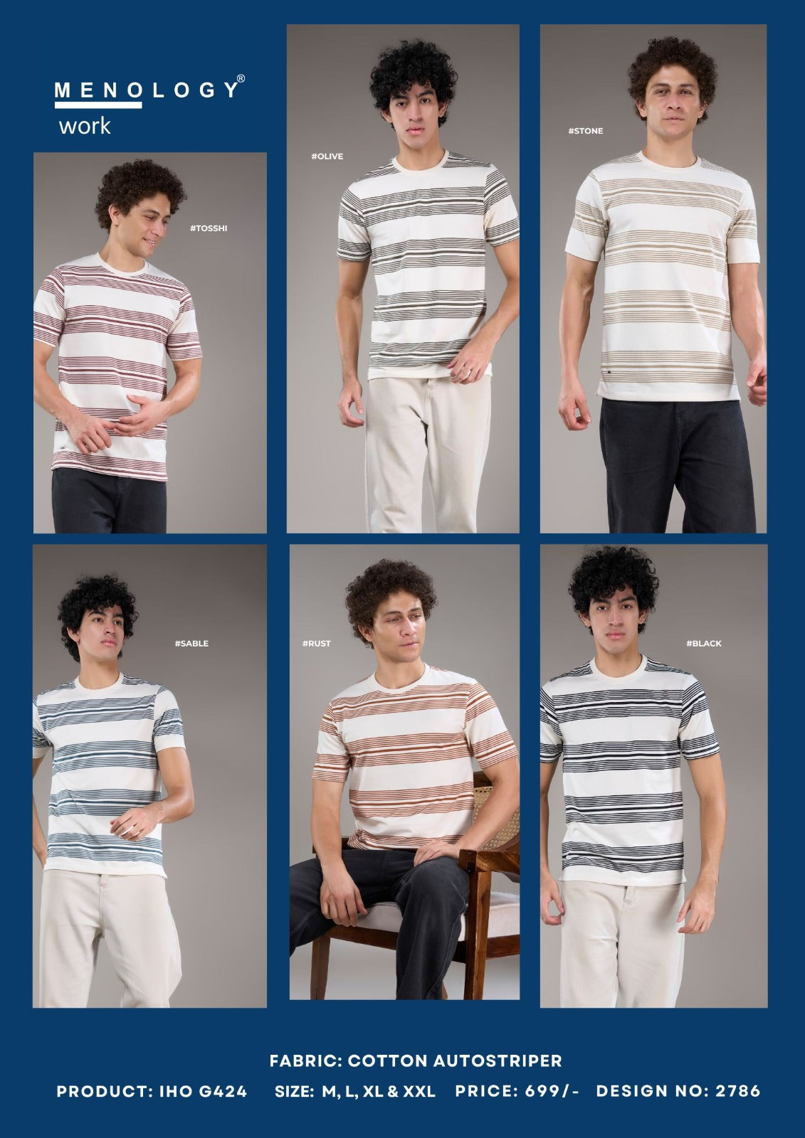 Iho G424 Menology Auto Stripes Mens Tshirts Manufacturer Gujarat