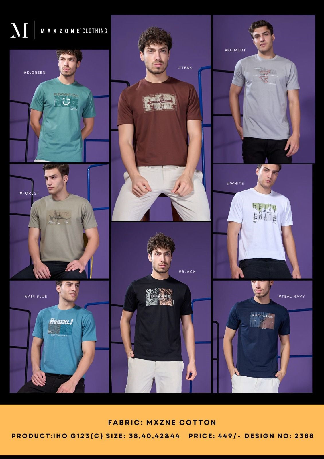 Iho G 123 C D No 2385 Maxzone Clothing Cotton Mens Tshirts Wholesaler Ahmedabad