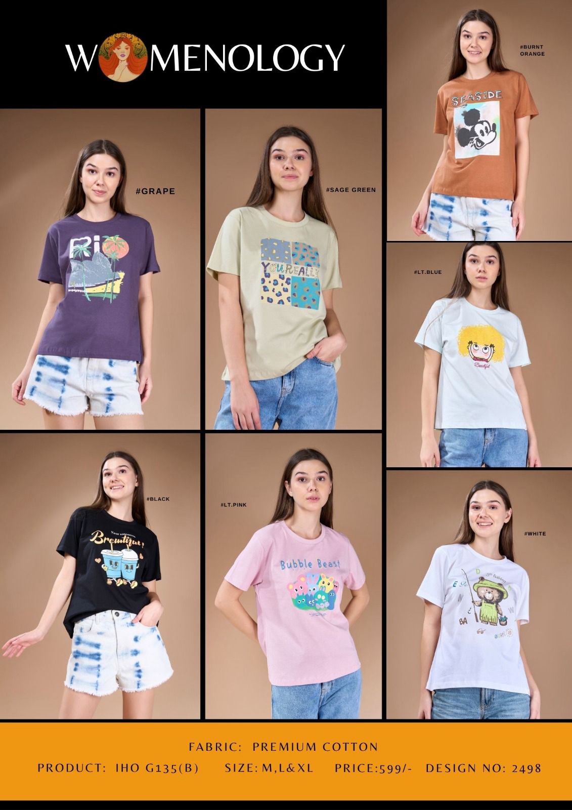 Iho G 135 B D No 2498 Womenology Premium Cotton Women Tshirt Wholesale