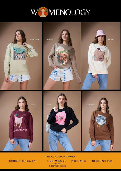 Iho G 148 A Womenology Cotton Looper Women Oversized Tshirt Exporter India