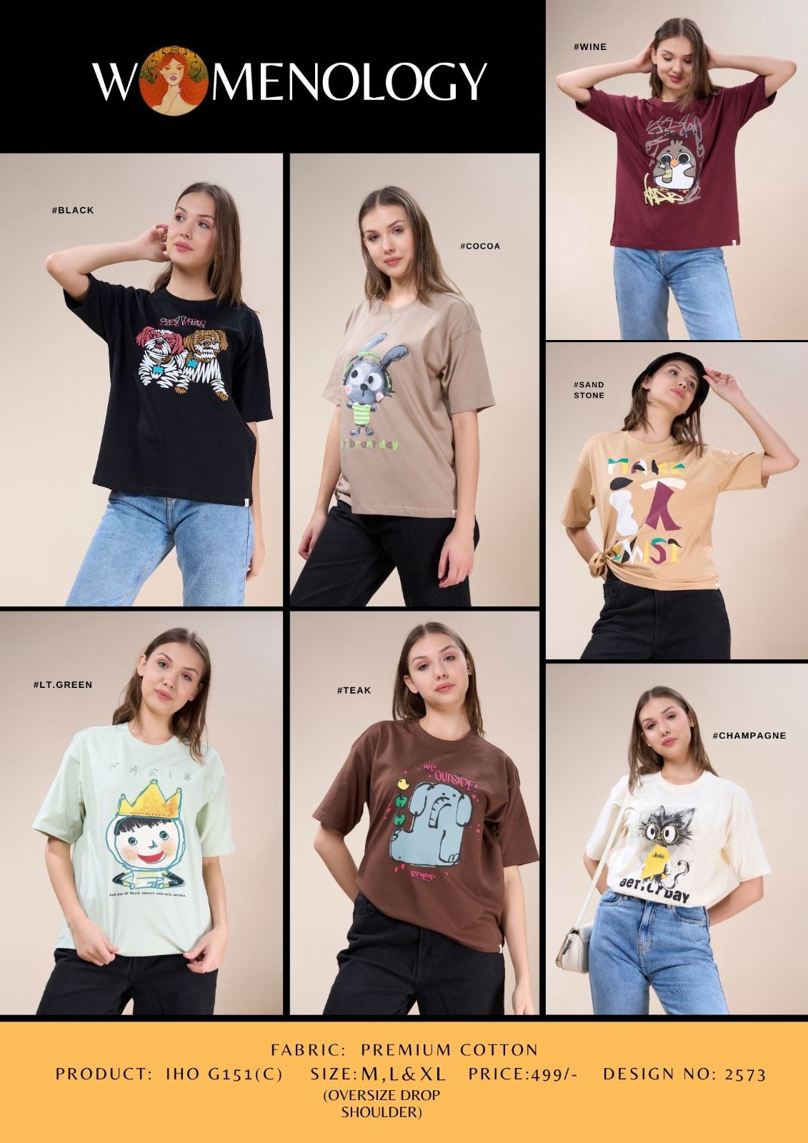 Iho G 151(C) Dn 2573 Womenology Cotton Women Oversized Tshirt Manufacturer Gujarat