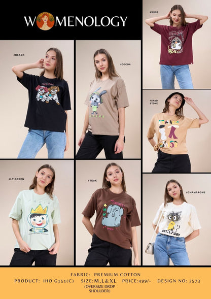 Iho G 151(C) Dn 2573 Womenology Cotton Women Oversized Tshirt Manufacturer Gujarat