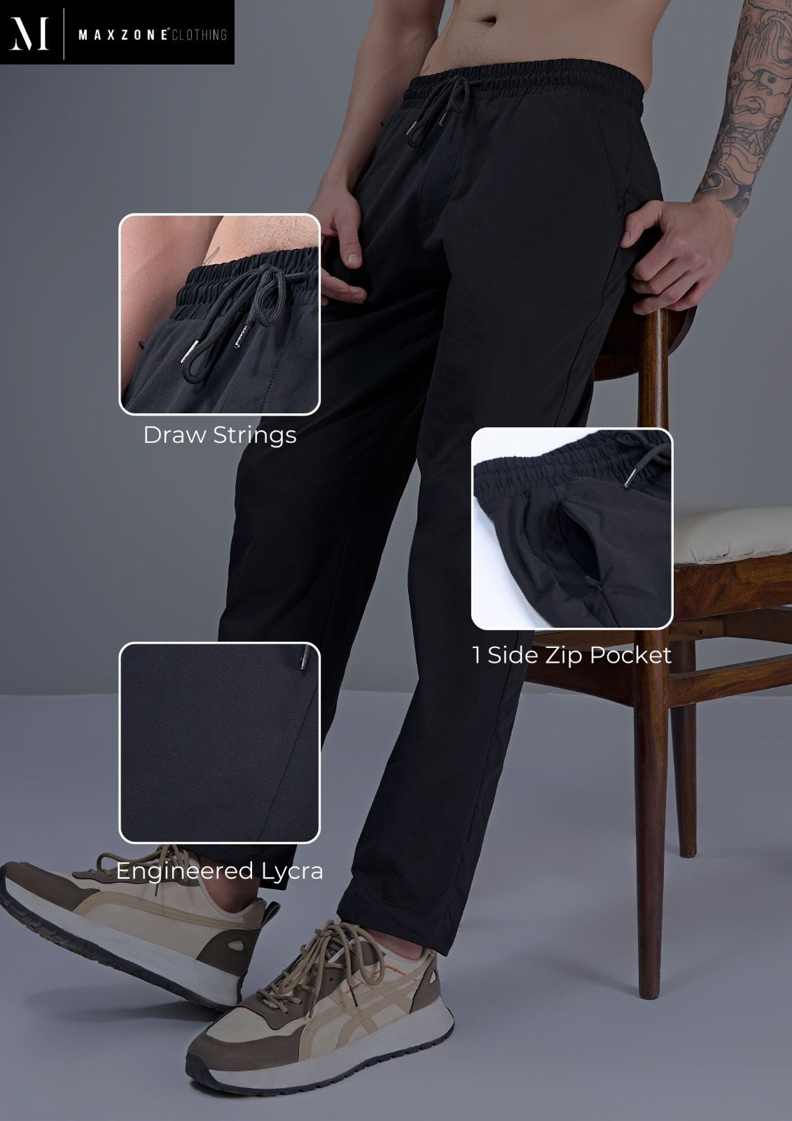 Iho G 229 Dn 2594 Maxzone Clothing Lycra Mens Track Pants Exporter India