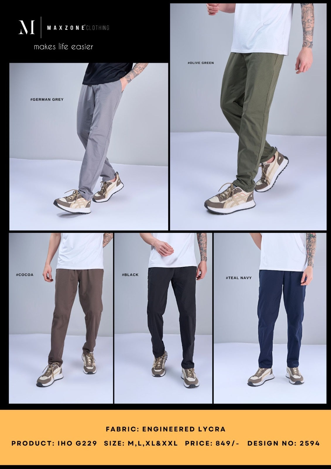 Iho G 229 Dn 2594 Maxzone Clothing Lycra Mens Track Pants Exporter India