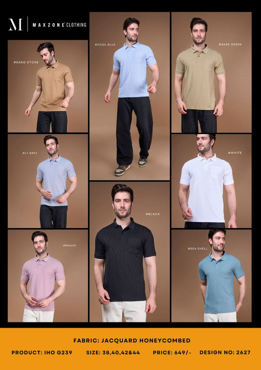 Iho G 239 Dn 2627 Maxzone Clothing Jacquard Mens Tshirts Wholesale Rate