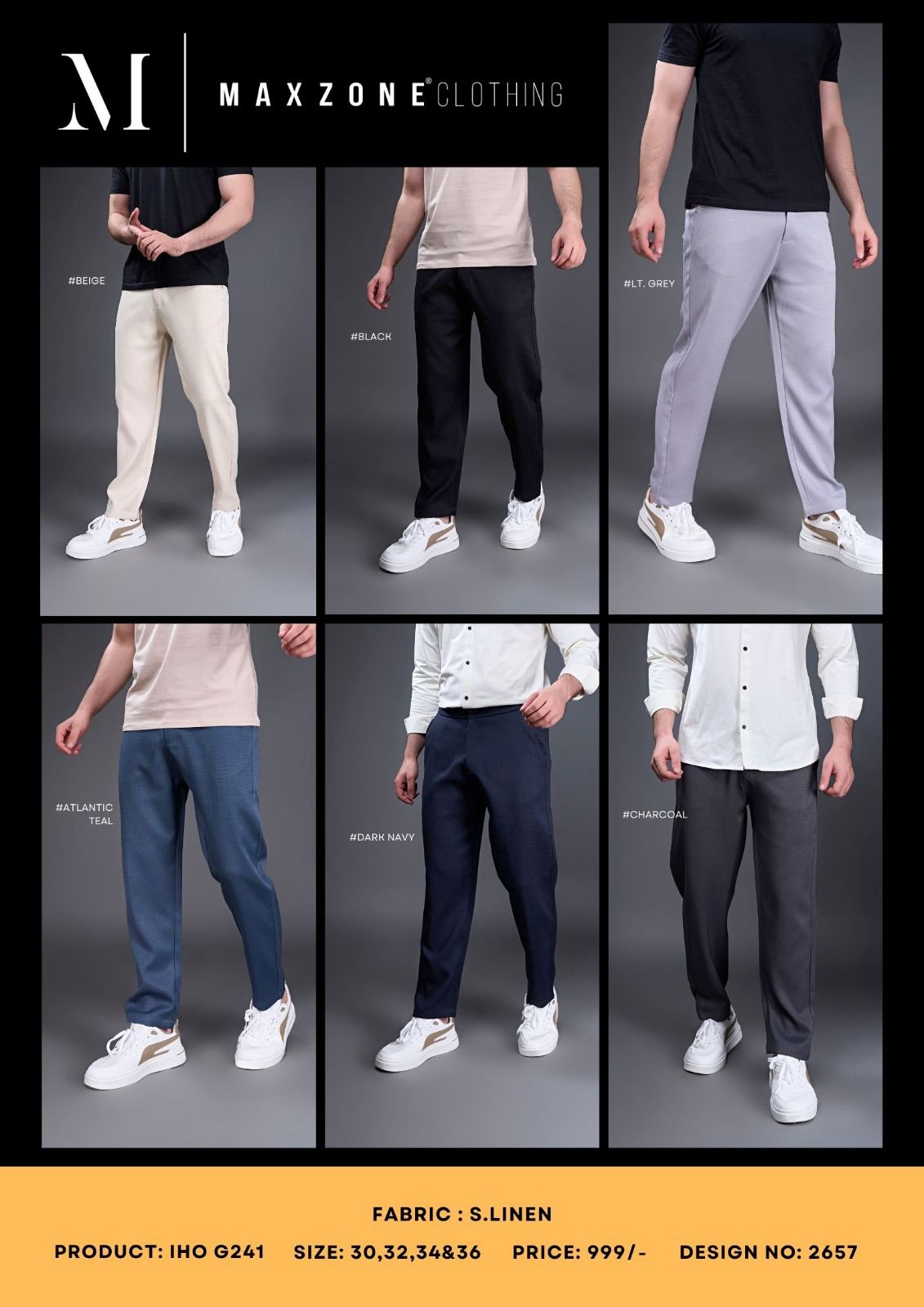 Iho G 241 Dn 2657 Maxzone Clothing Linen Mens Pants Wholesale Rate