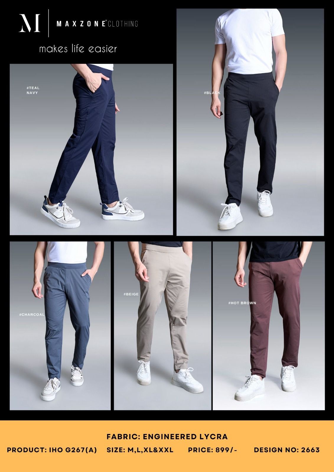 Iho G 267 A Dn 2663 Maxzone Clothing Lycra Mens Track Pants Exporter Gujarat