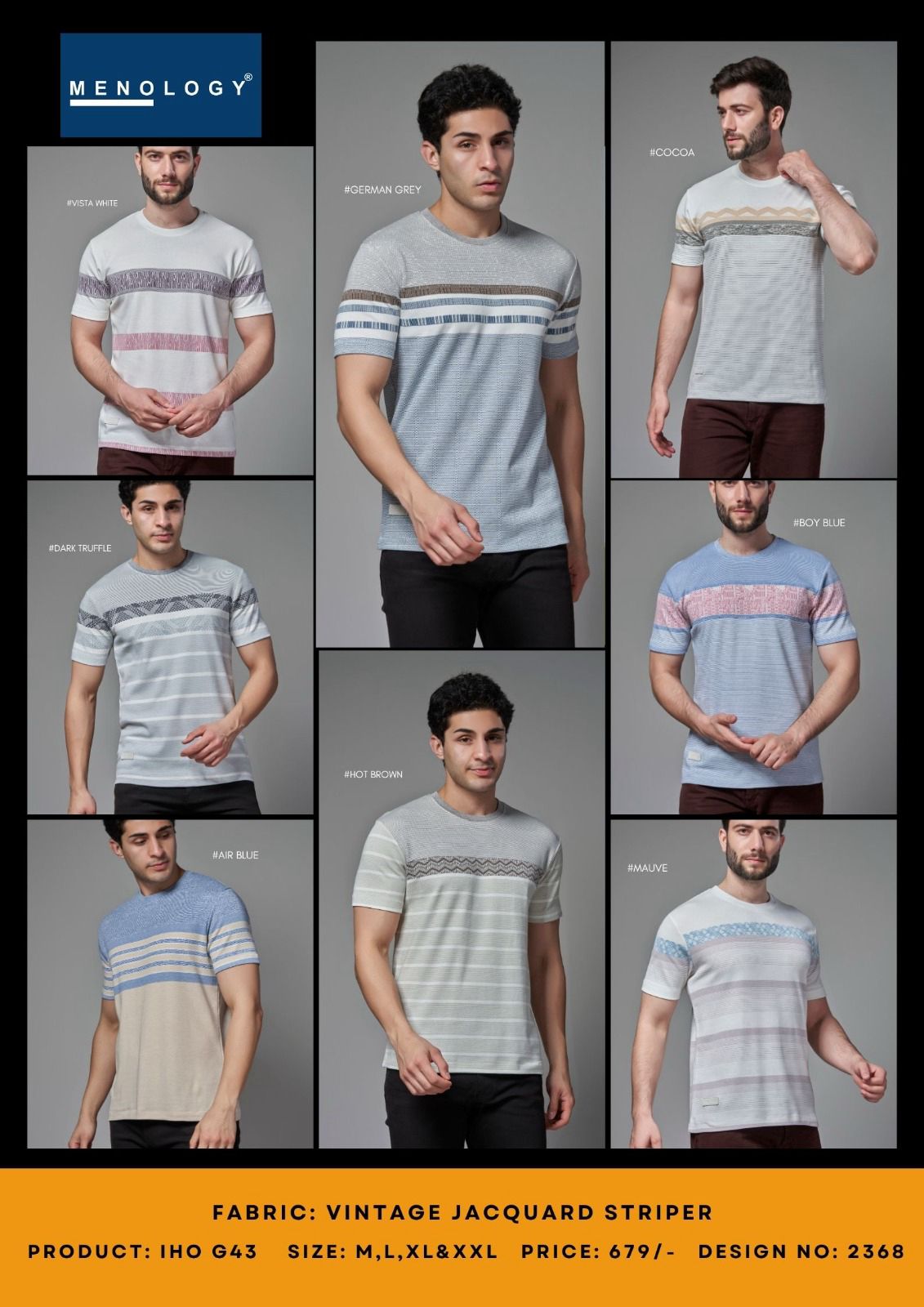 Iho G 43 Menology Stripes Mens Tshirts Wholesaler