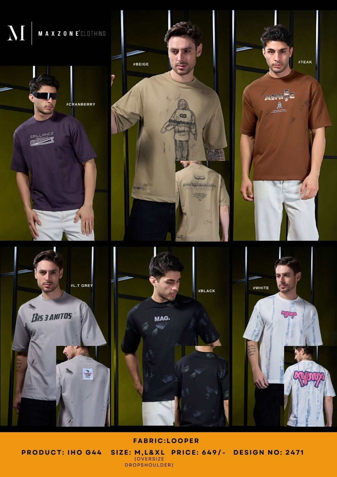 Iho G 44 Maxzone Clothing Looper Mens Tshirts Wholesale Price