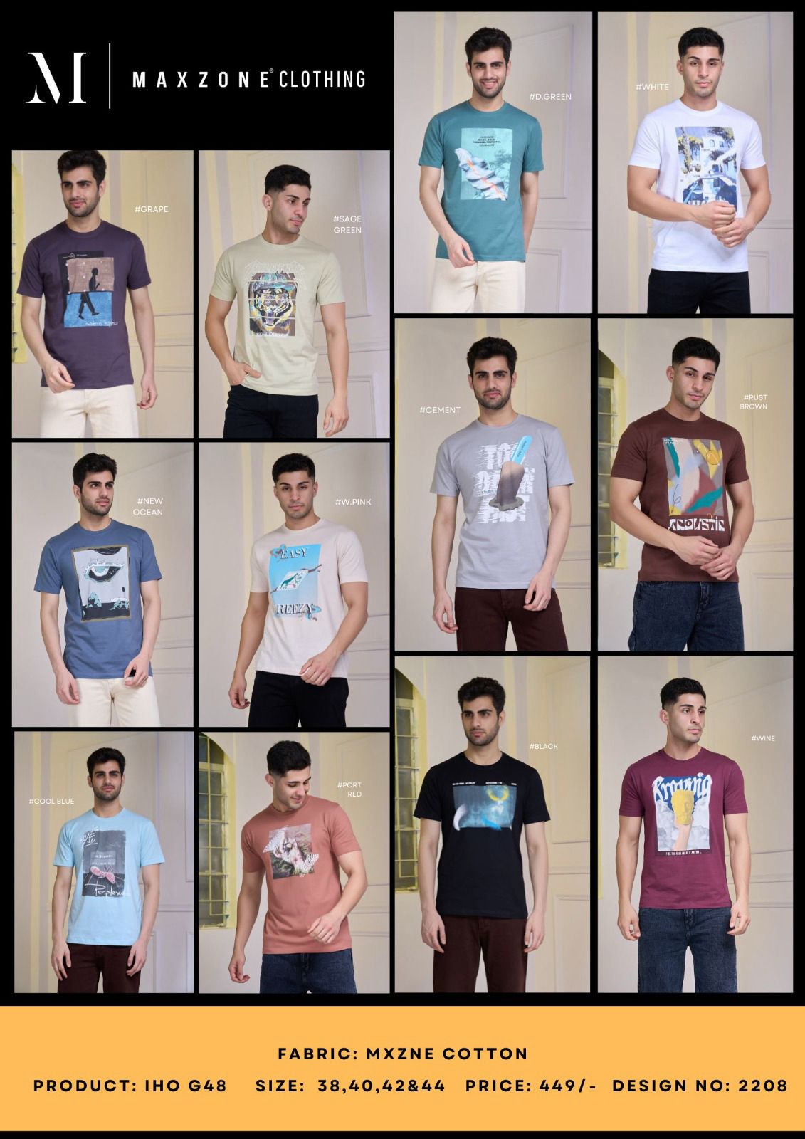 Iho G 48 Design 2208 Maxzone Clothing Cotton Mens Tshirts Wholesale Price