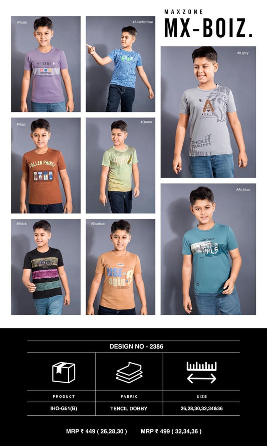 Iho G 51B Dn 2386 Maxzone Clothing Tencil Boys Tshirt Wholesaler India