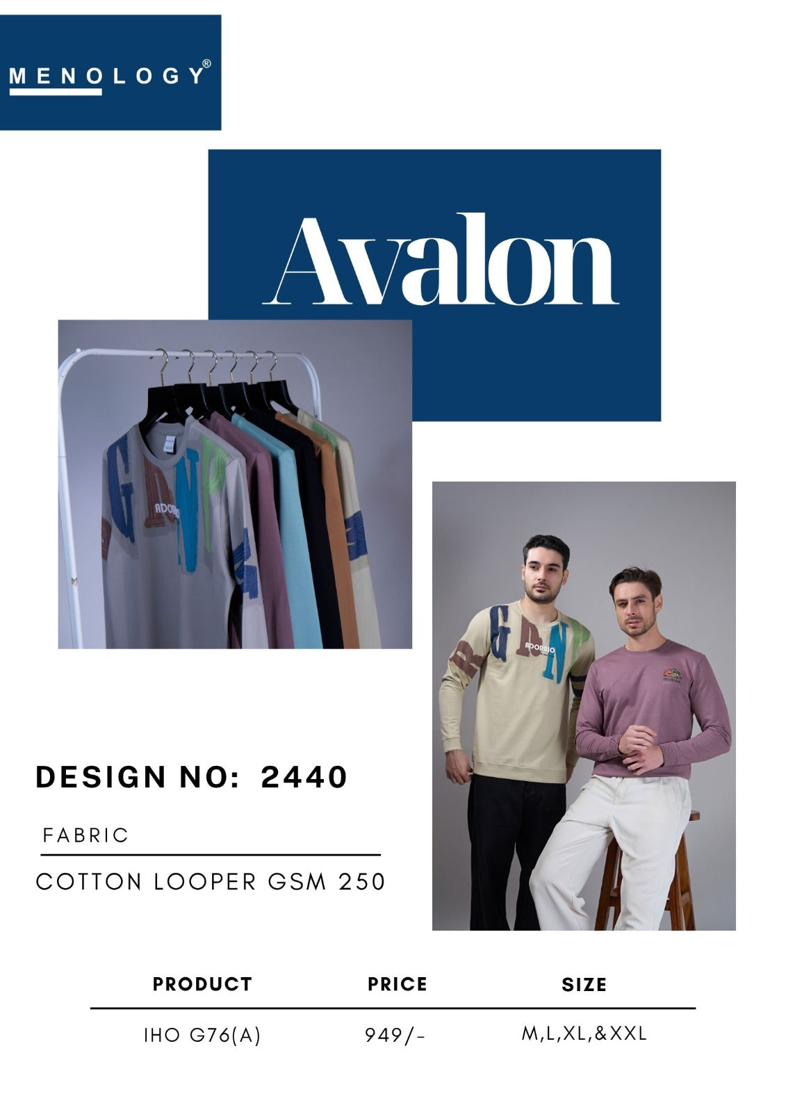Iho G 76 A D No 2440 Menology Cotton Looper Mens Tshirts Wholesaler