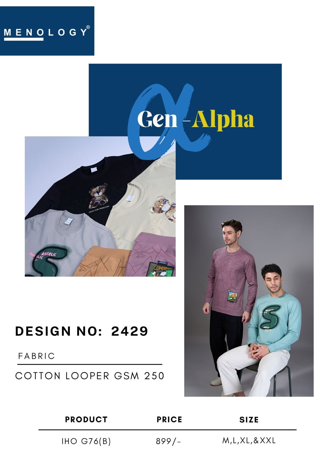 Iho G 76 B Menology Cotton Looper Mens Tshirts Supplier Ahmedabad