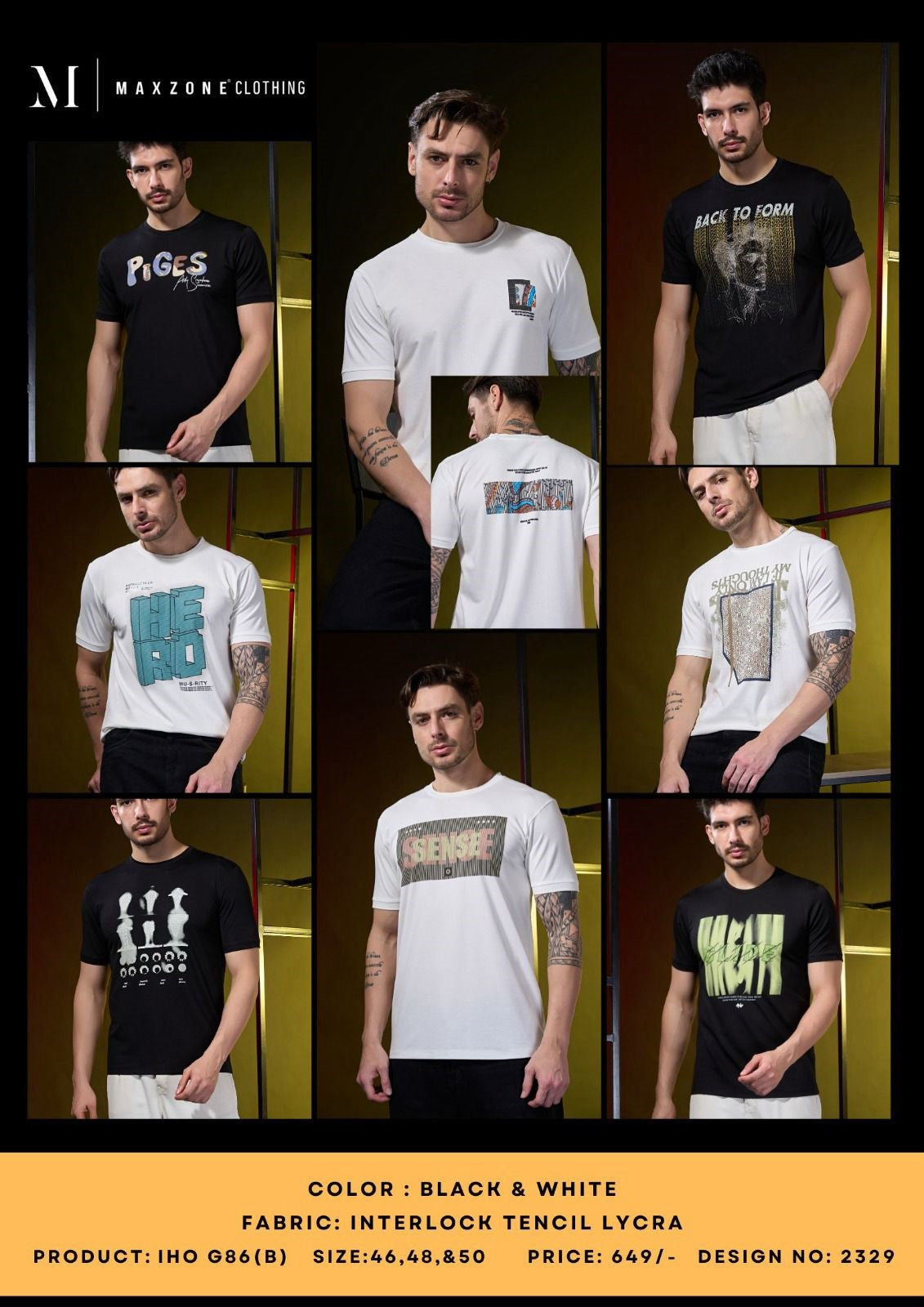 Iho G 86 B Maxzone Clothing Tencil Lycra Mens Tshirts Wholesaler Ahmedabad