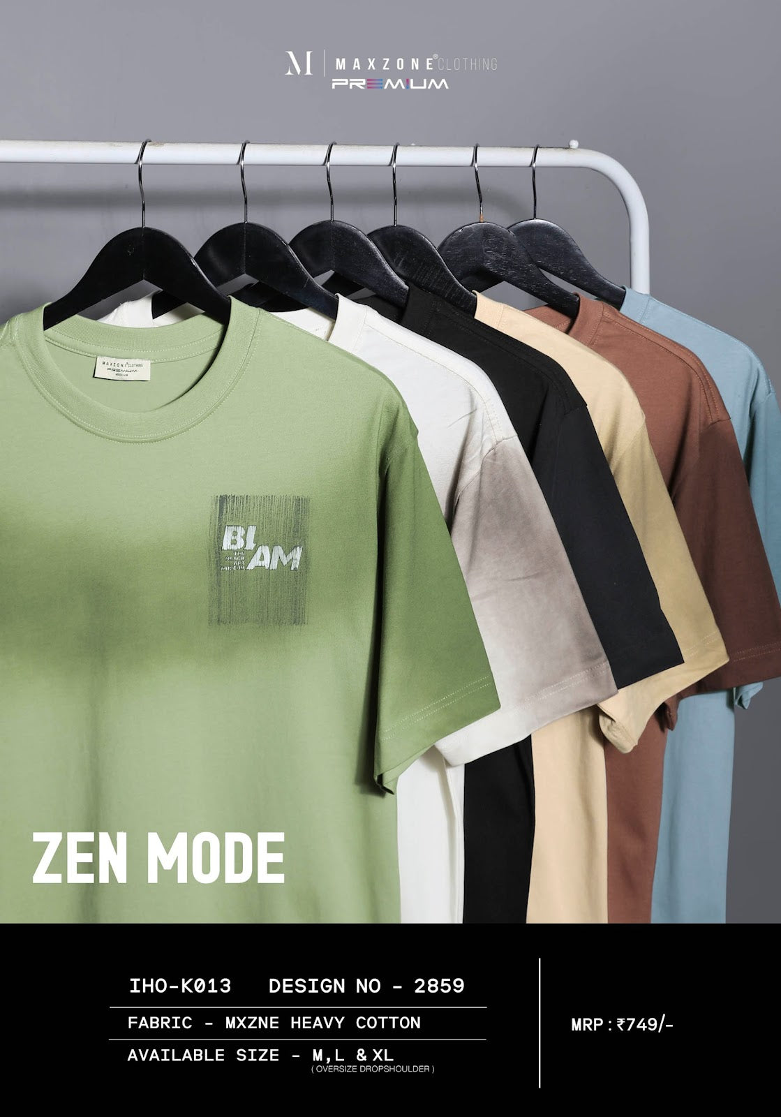 Iho K013 2859 Oversize Maxzone Clothing Cotton Mens Tshirts Exporter India