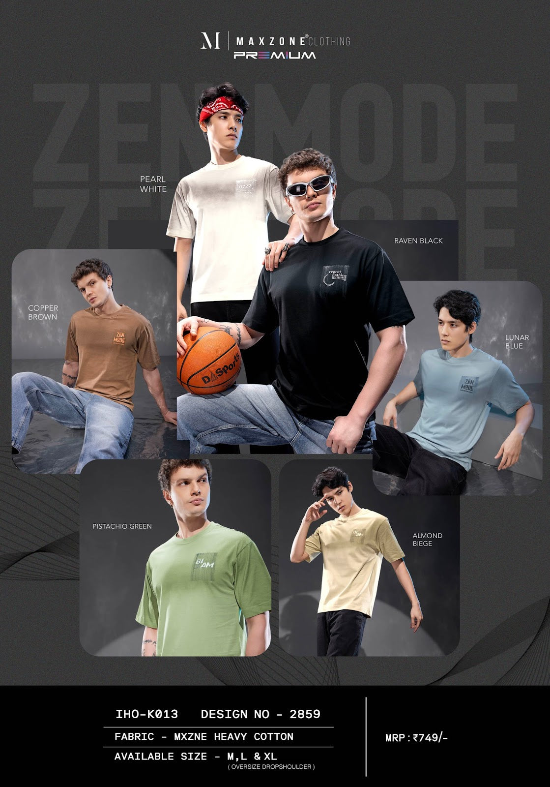 Iho K013 2859 Oversize Maxzone Clothing Cotton Mens Tshirts Exporter India