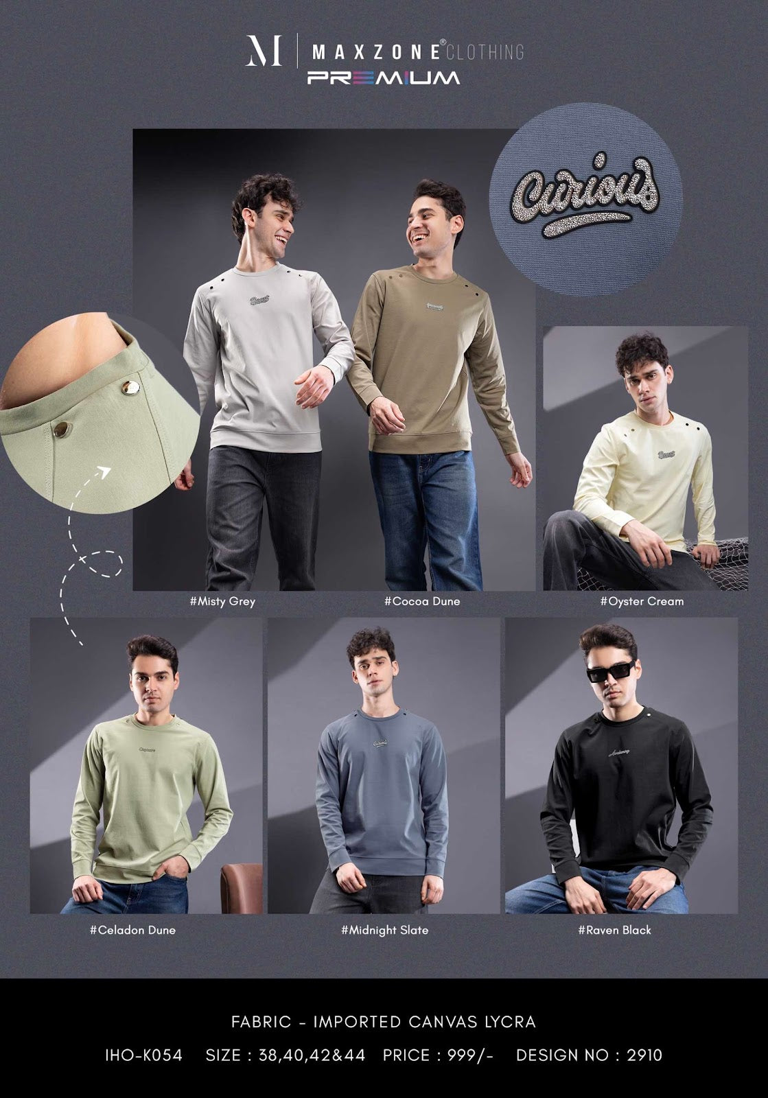 Iho K054 2910 Full Sleeves Maxzone Clothing Canvas Mens Tshirts Wholesale Price