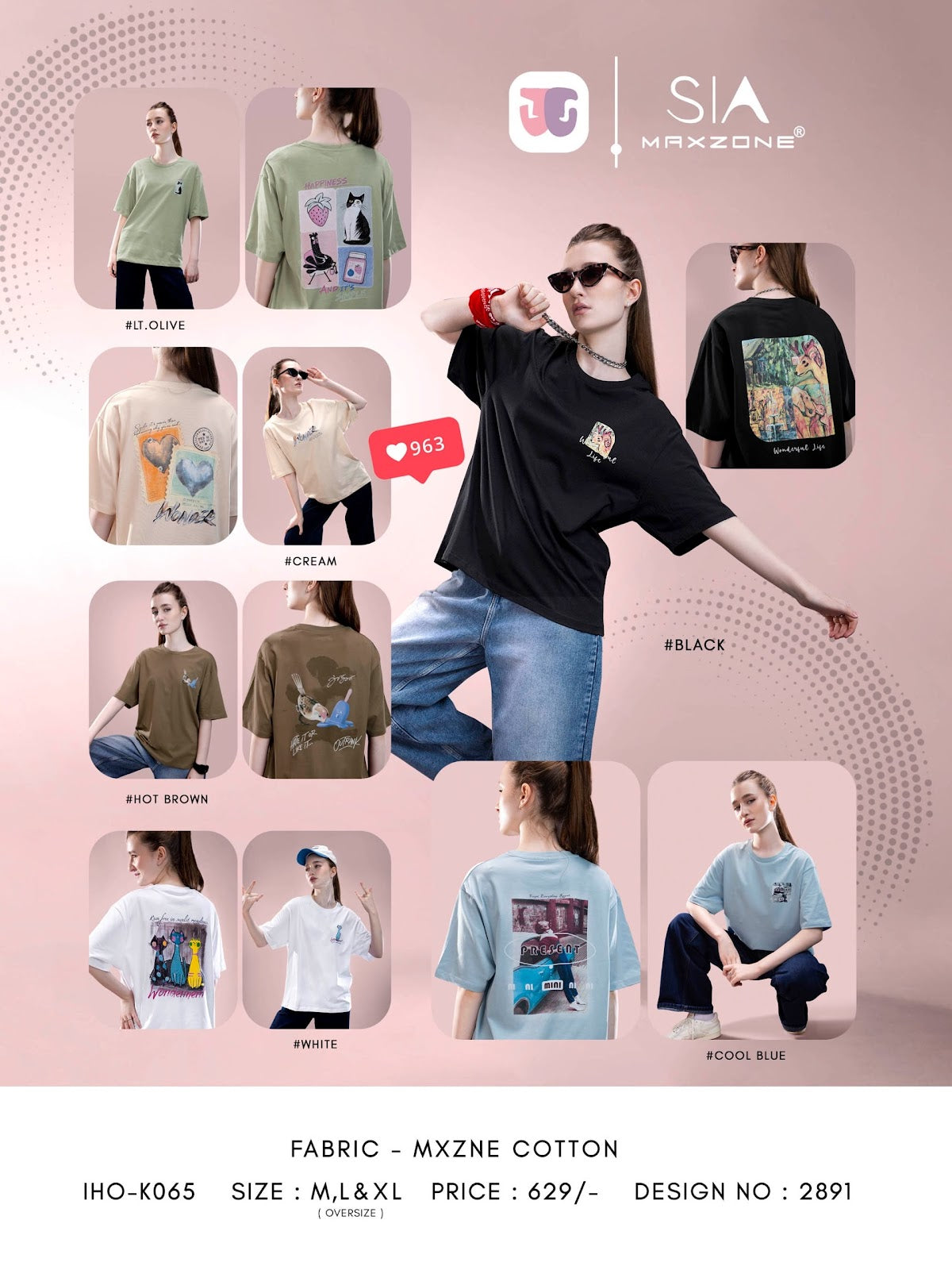 Iho K065 2891 Maxzone Clothing Cotton Women Oversized Tshirt Supplier